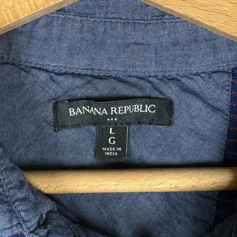 Banana Republic Jacquard Polo Night Flight Striped Cotton Shirt Men's‎ Size L